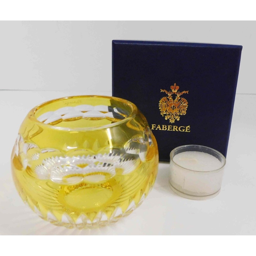 New Faberge Yellow‎  Crystal Nadya Voltive/Candle Holder w/ Box